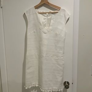 Trina Turk Lura White Tassel and Trim Cotton Shift Dress w Pockets Size 6